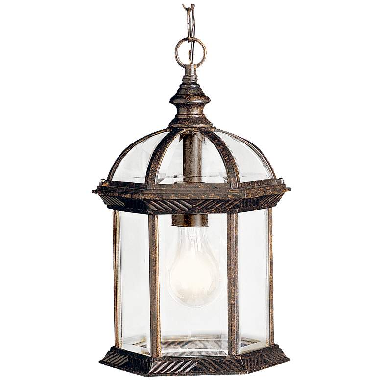 Image 1 Kichler Barrie 8 inch Bronze and Glass Outdoor Hanging Lantern Pendant