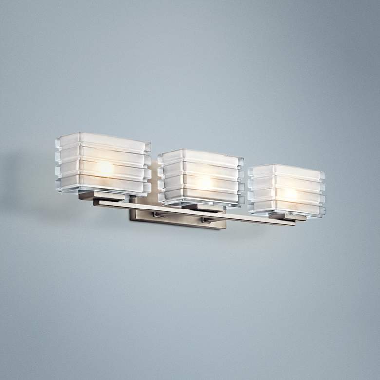 Image 1 Kichler Bazely 24" Wide High Mitered Glass Bath Light