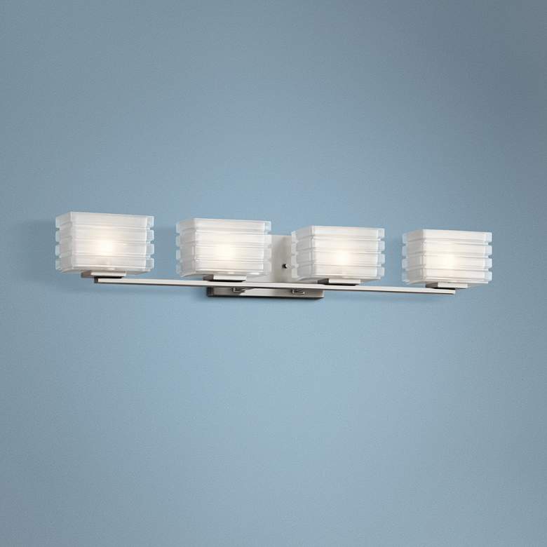 Image 1 Kichler Bazely 33 inch Wide High Mitered Glass Bath Light