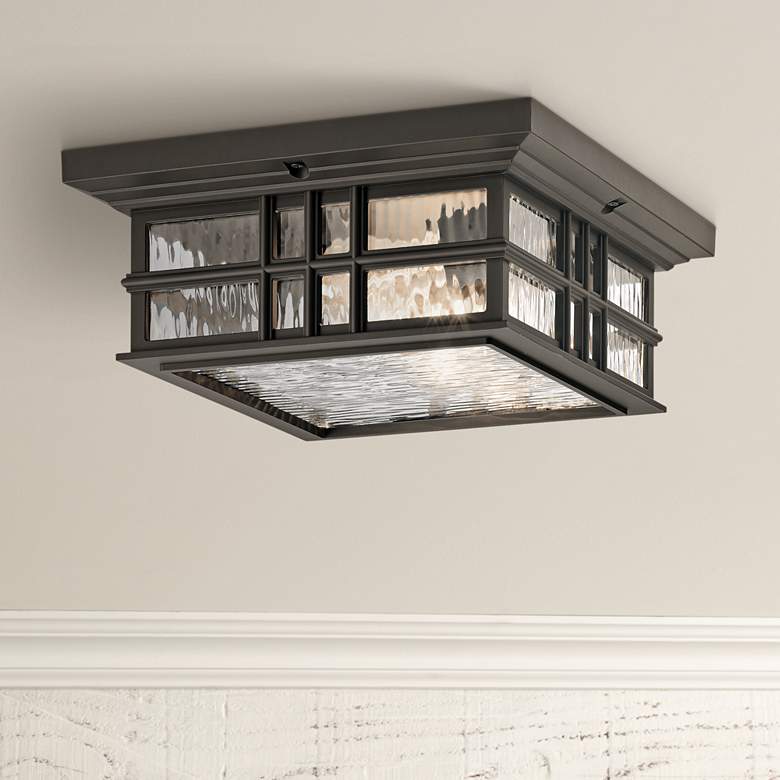 Image 1 Kichler Beacon Square 12 inch Olde Bronze Finish Outdoor Ceiling Light