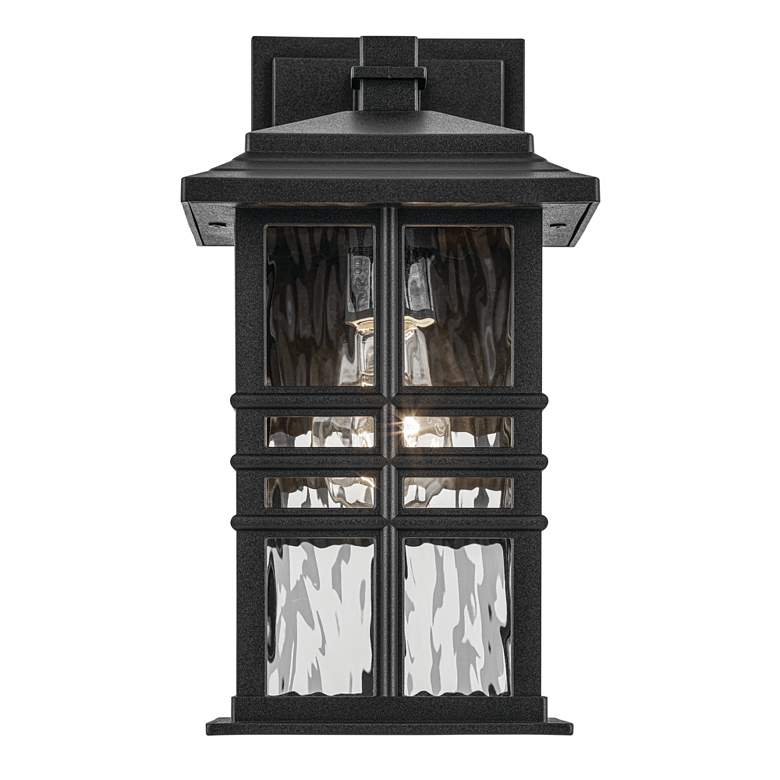 Image 4 Kichler Beacon Square 12" Textured Black Outdoor Lantern Wall Light more views