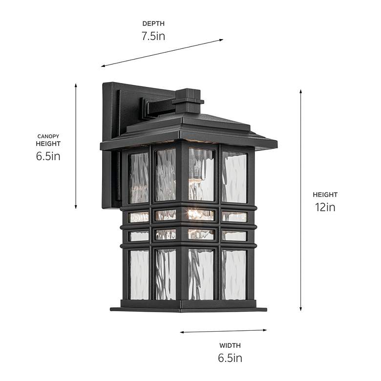 Image 5 Kichler Beacon Square 12" Textured Black Outdoor Lantern Wall Light more views