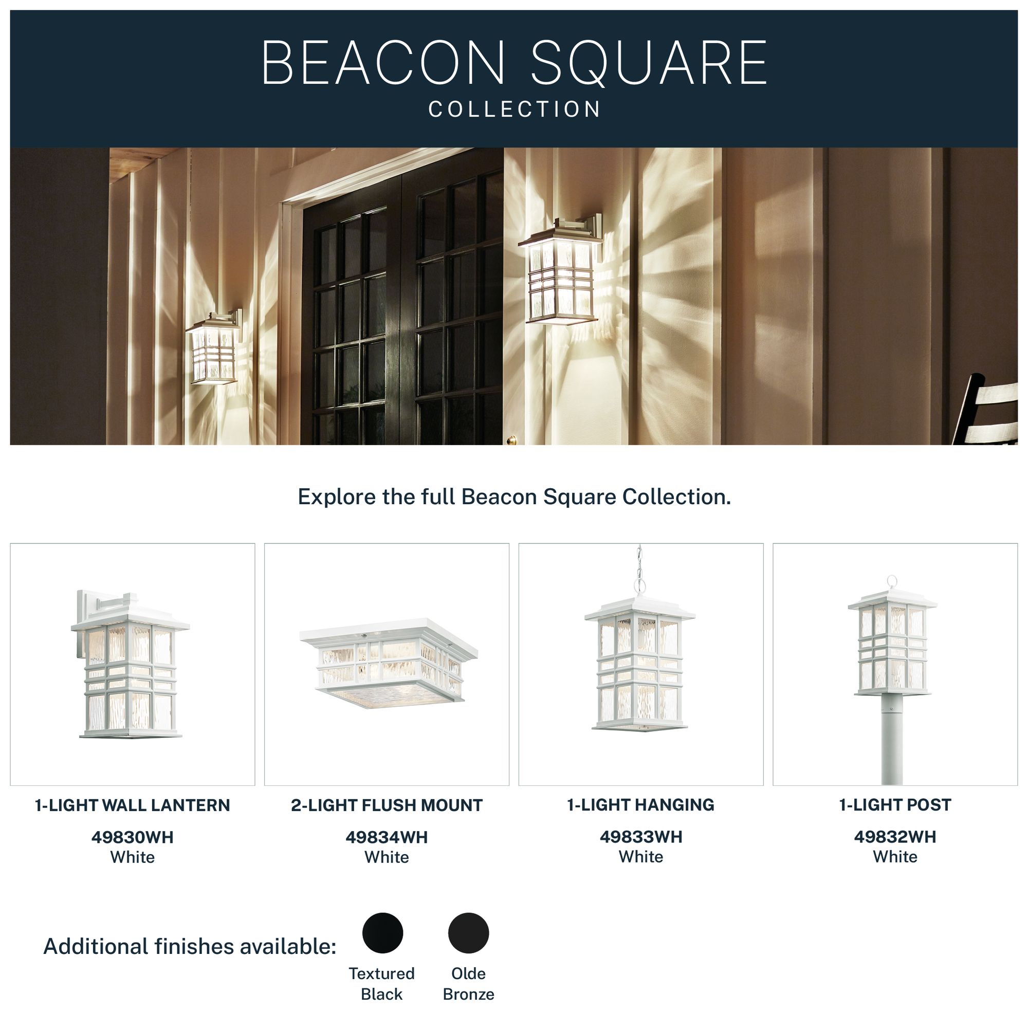 Kichler Beacon Square 12" White Outdoor Lantern Wall Light