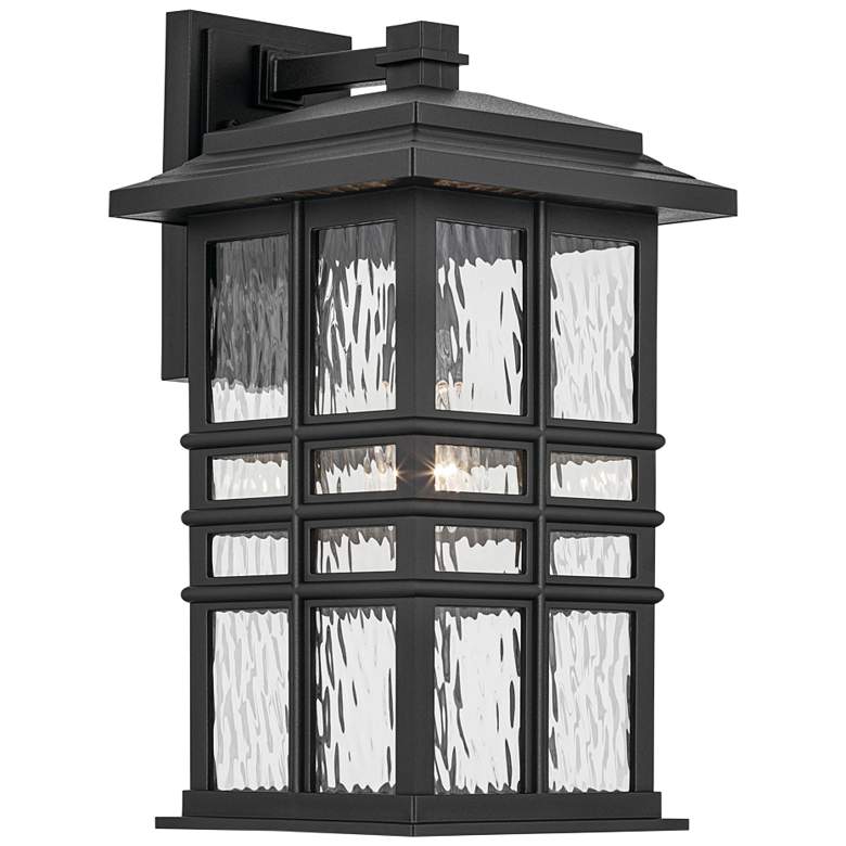 Image 1 Kichler Beacon Square 17.5 inch Textured Black Outdoor Lantern Wall Light