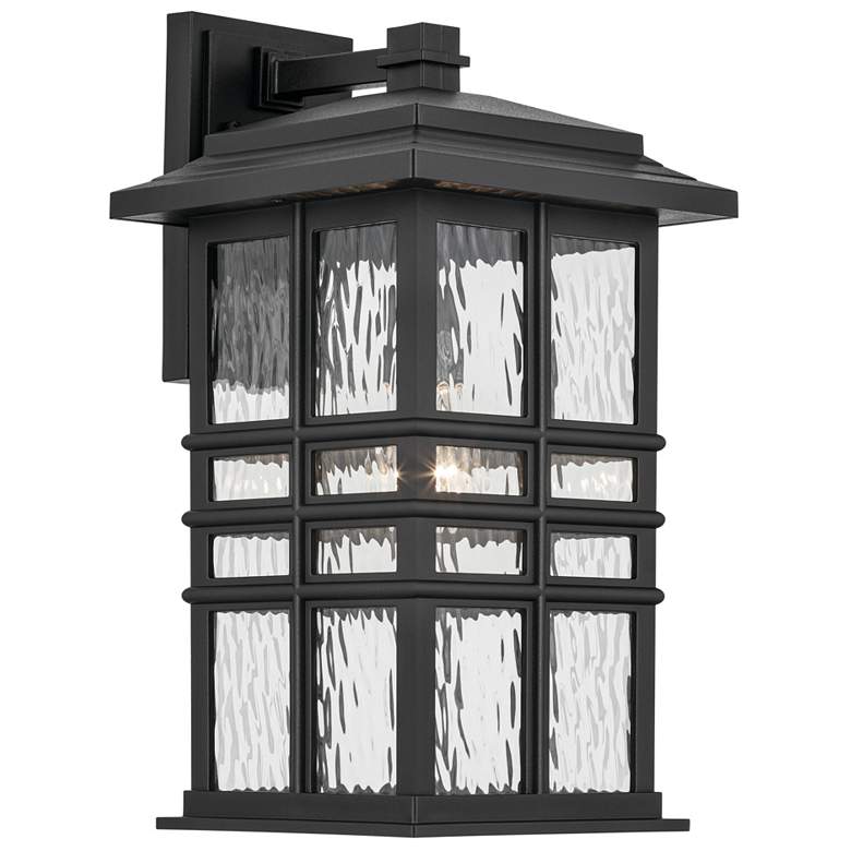 Image 1 Kichler Beacon Square 17.5 inch Textured Black Outdoor Lantern Wall Light