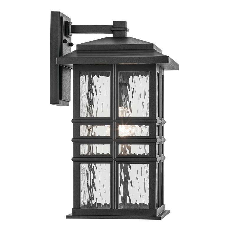 Image 2 Kichler Beacon Square 17.5 inch Textured Black Outdoor Lantern Wall Light more views