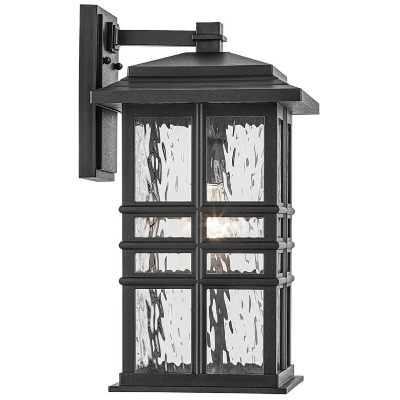 Image 3 Kichler Beacon Square 17.5 inch Textured Black Outdoor Lantern Wall Light more views