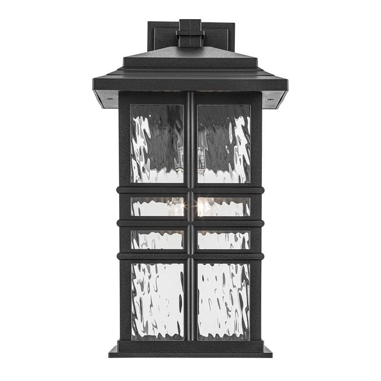 Image 3 Kichler Beacon Square 17.5 inch Textured Black Outdoor Lantern Wall Light more views