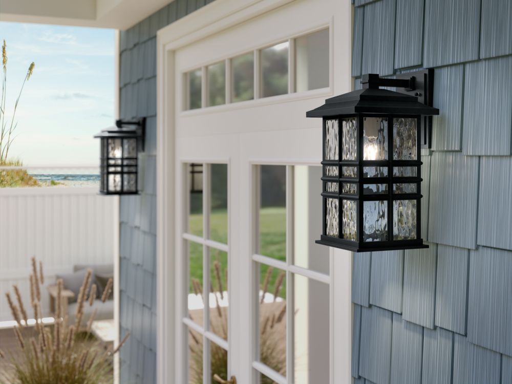 Kichler Beacon Square 17.5" Textured Black Outdoor Lantern Wall Light