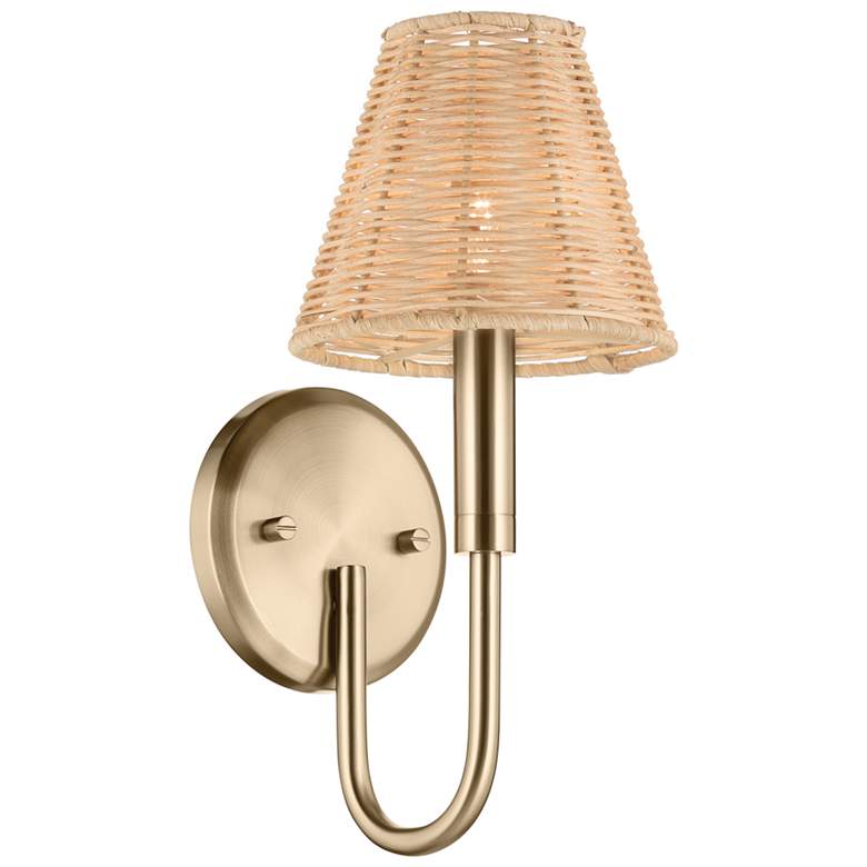 Image 1 Kichler Bekah 13 Inch 1 Light Wall Sconce with Rattan Shade CPZ