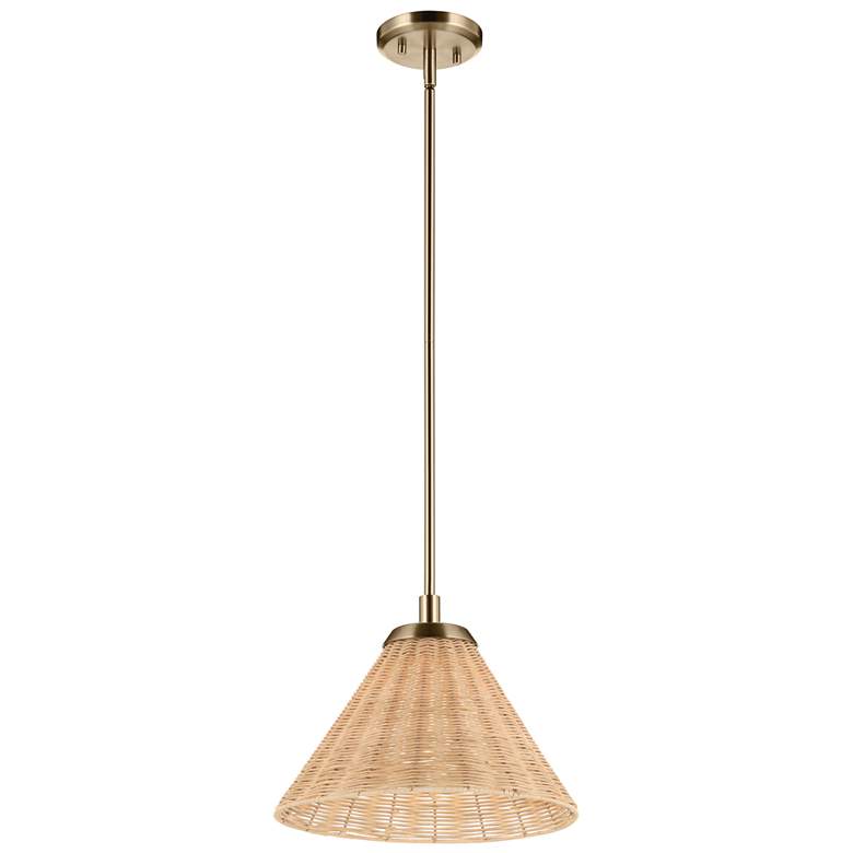 Image 1 Kichler Bekah 14.25 Inch 1 Light Convertible Pendant with Rattan Shade CPZ