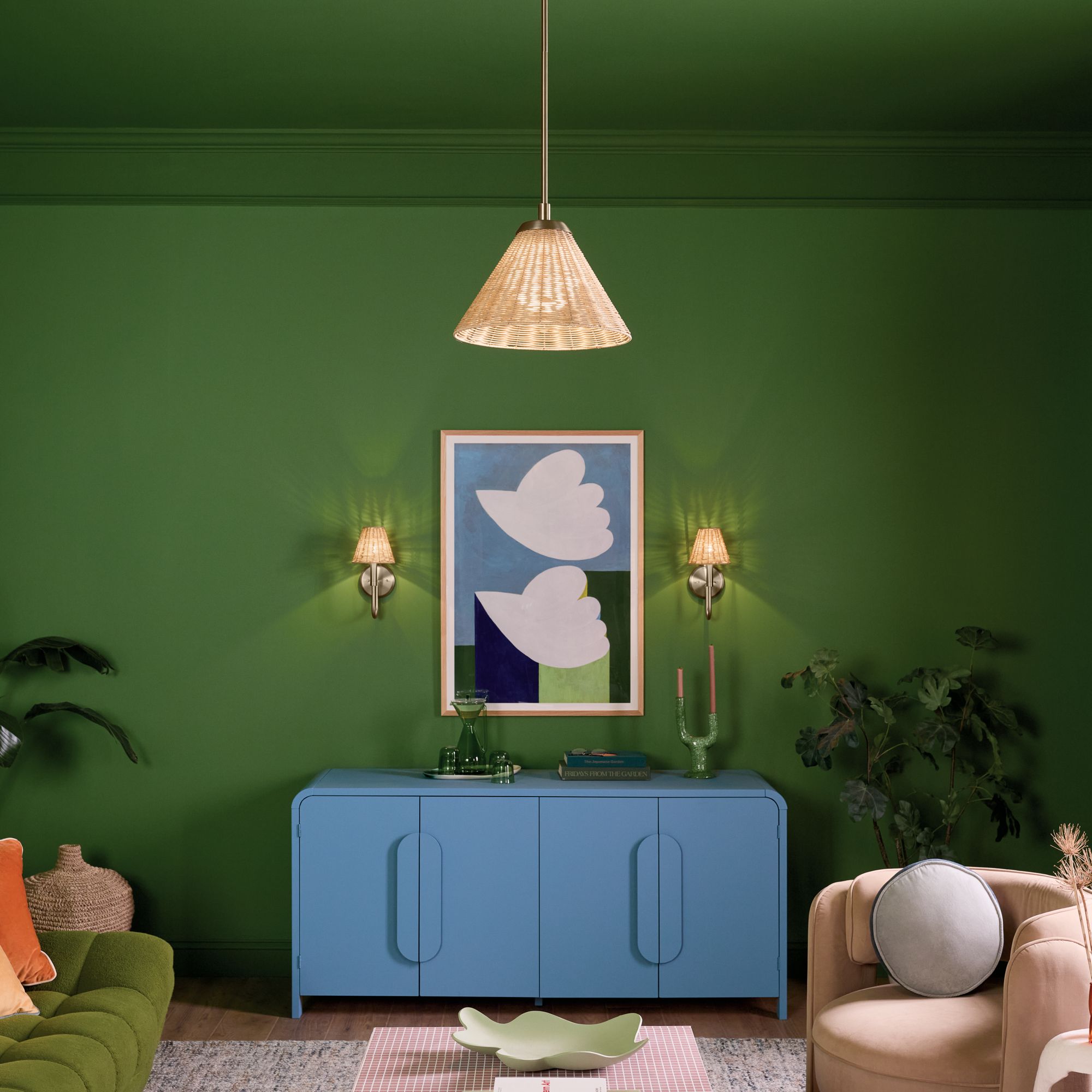 Image 3 Kichler Bekah 14.25 Inch 1 Light Convertible Pendant with Rattan Shade CPZ more views