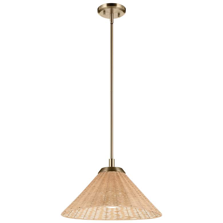 Image 1 Kichler Bekah 18 Inch 1 Light Convertible Pendant with Rattan Shade CPZ