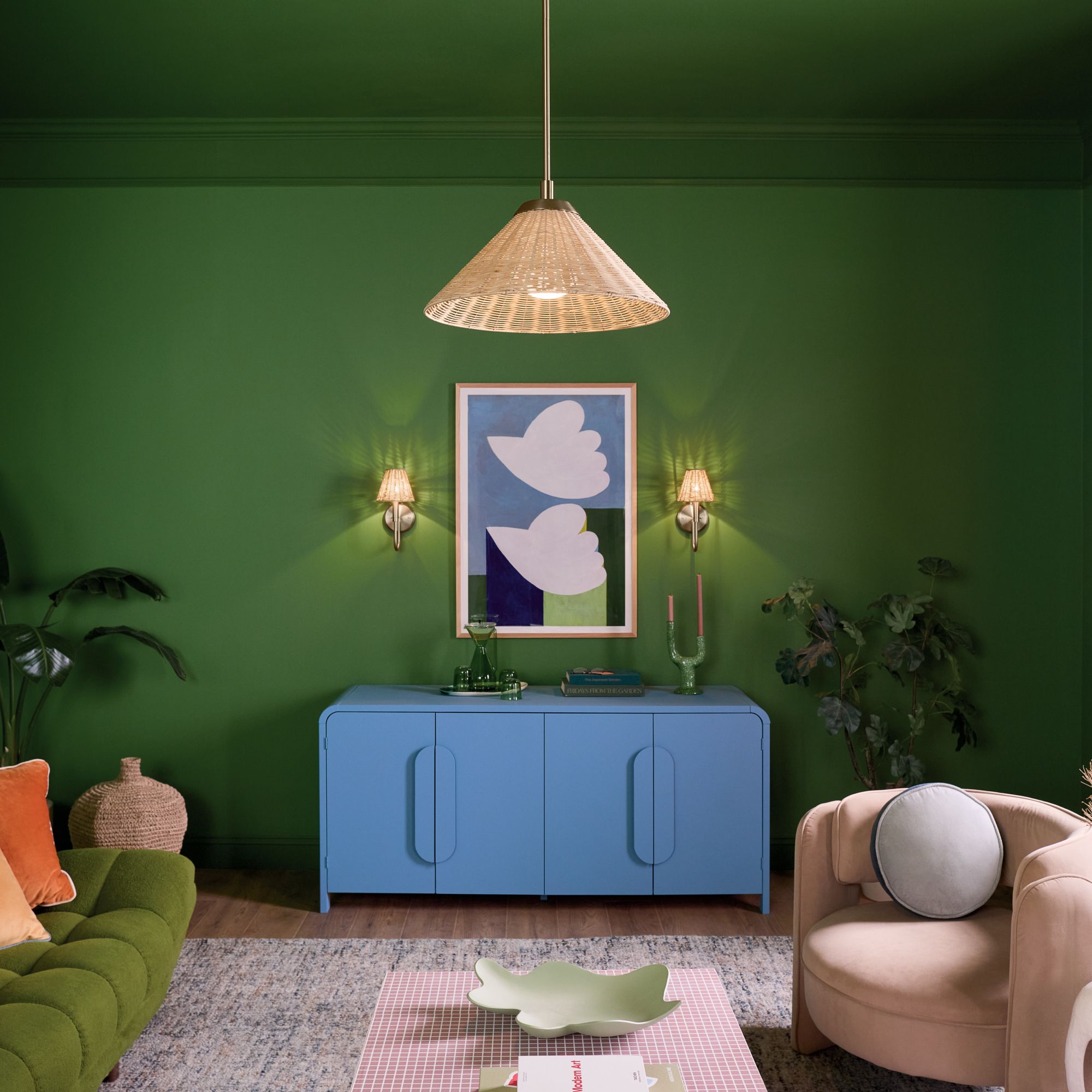 Image 2 Kichler Bekah 18 Inch 1 Light Convertible Pendant with Rattan Shade CPZ more views