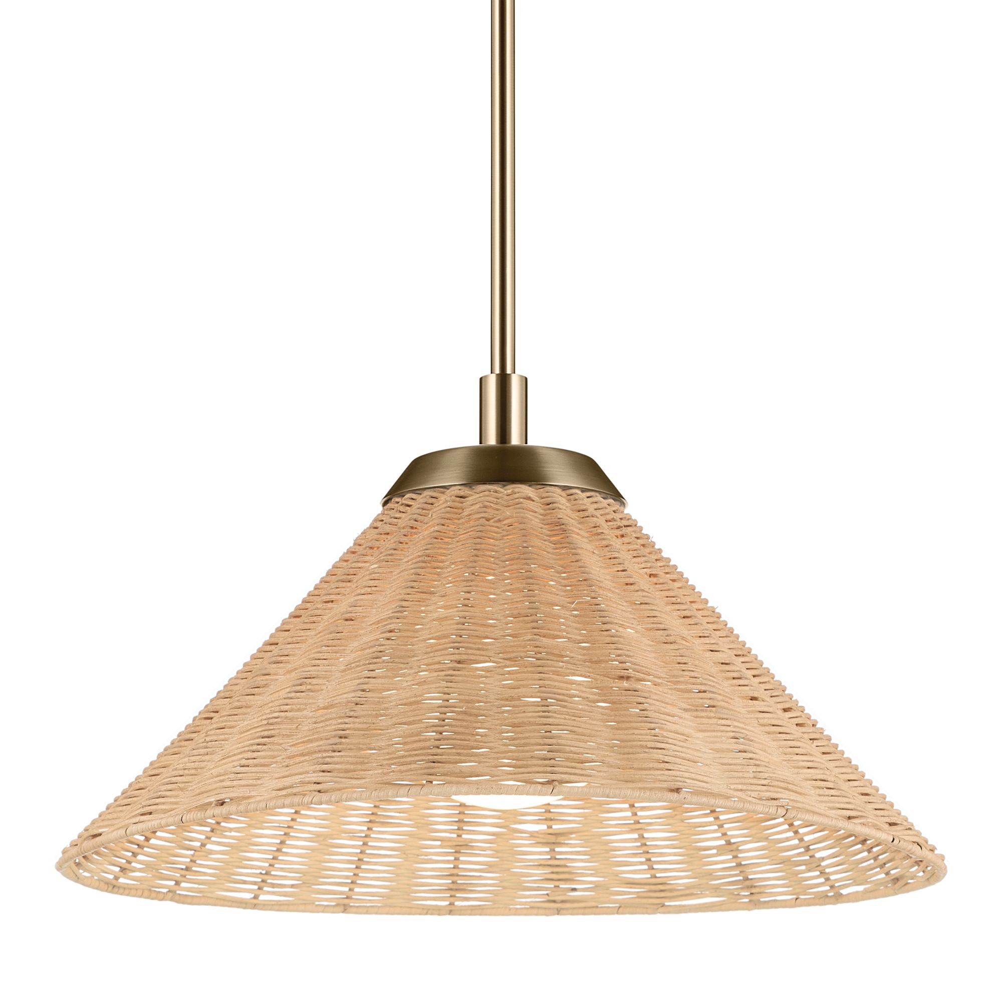 Kichler Bekah 18 Inch 1 Light Convertible Pendant with Rattan Shade CPZ