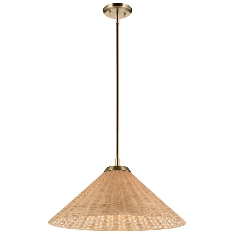 Image 1 Kichler Bekah 24.25 Inch 1 Light Convertible Pendant with Rattan Shade CPZ