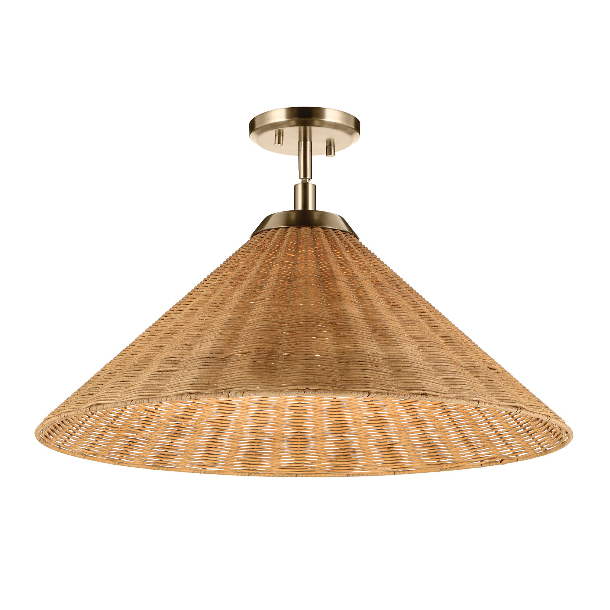 Image 5 Kichler Bekah 24.25 Inch 1 Light Convertible Pendant with Rattan Shade CPZ more views
