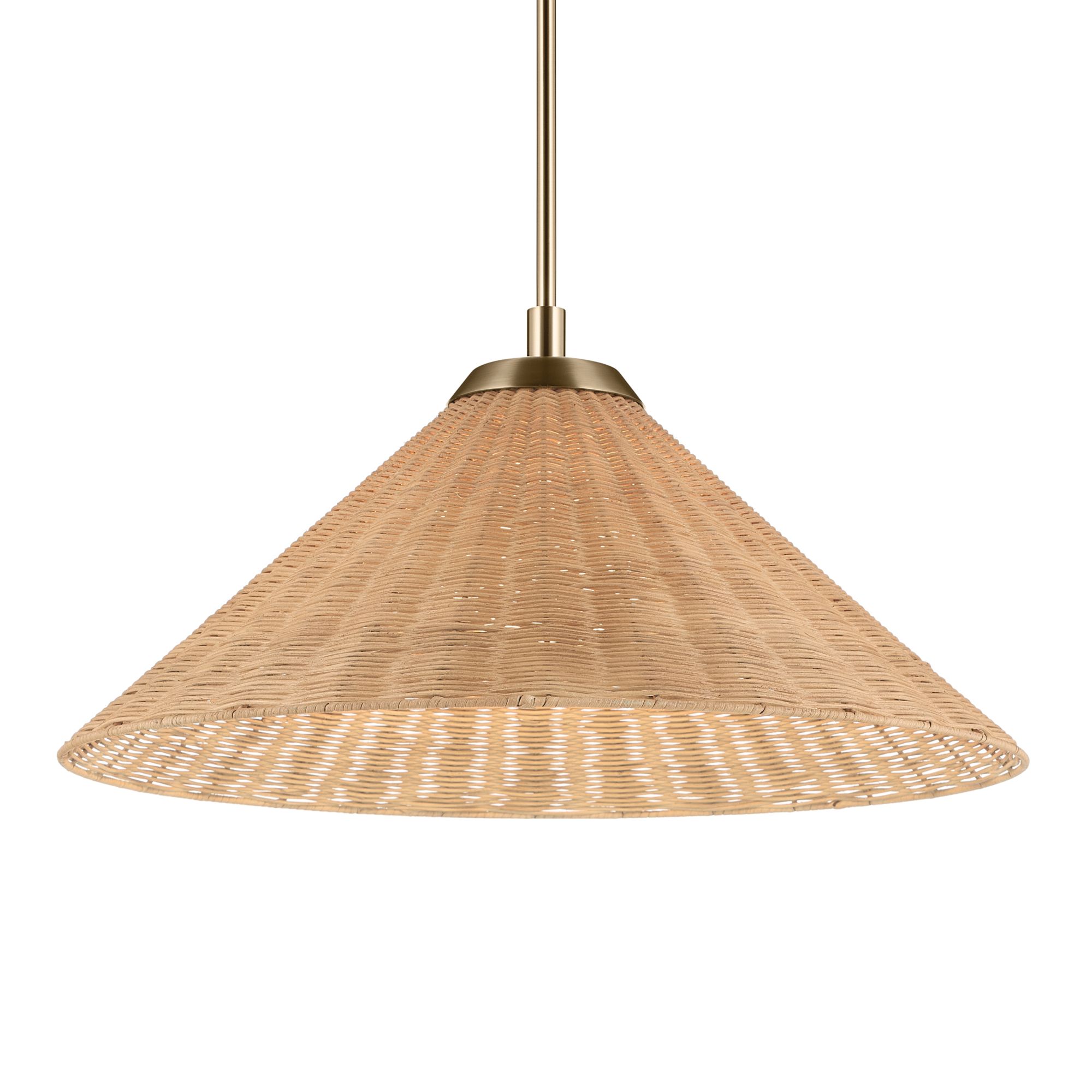 Kichler Bekah 24.25 Inch 1 Light Convertible Pendant with Rattan Shade CPZ