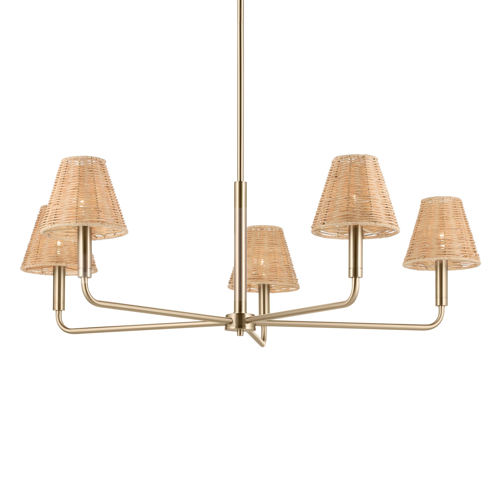 Image 7 Kichler Bekah 38 Inch 5 Light Chandelier with Rattan Shade CPZ more views