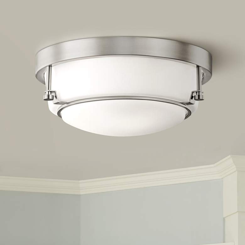 Image 1 Kichler Belmont 12 1/2" Wide Etched Glass Brushed Nickel Ceiling Light