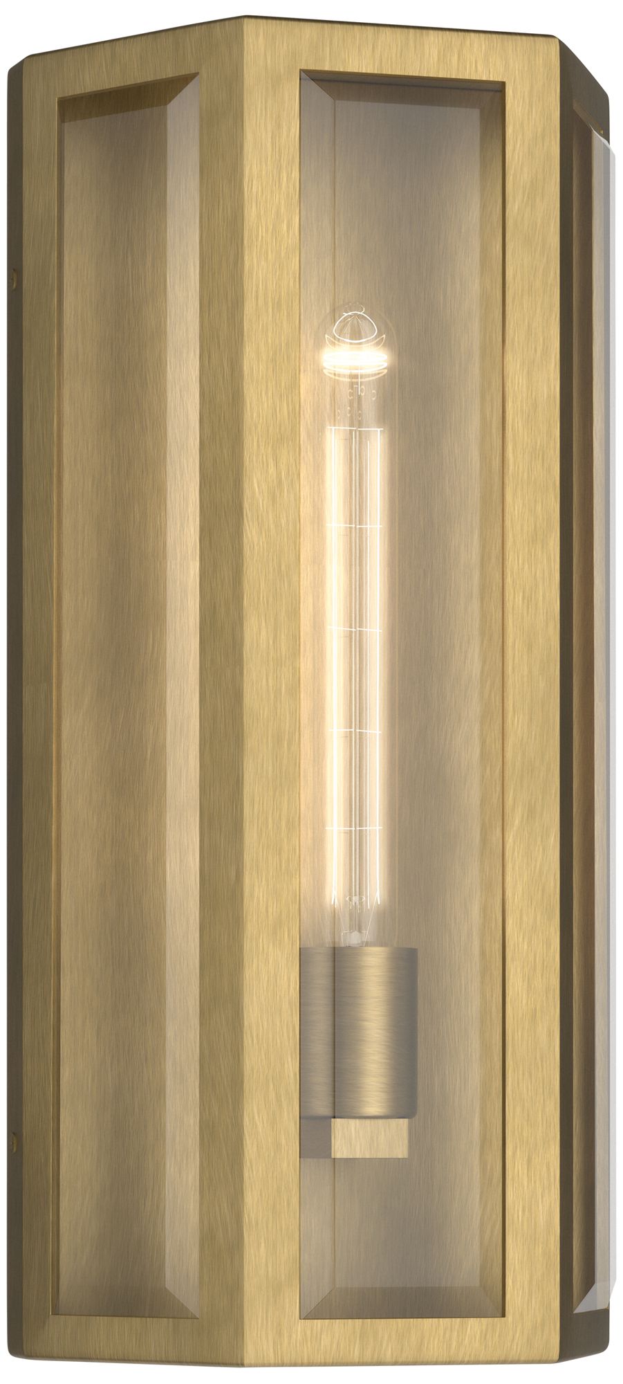 Kichler Berens 16" 1-Light Outdoor Wall Light Clear Glass Natural Brass