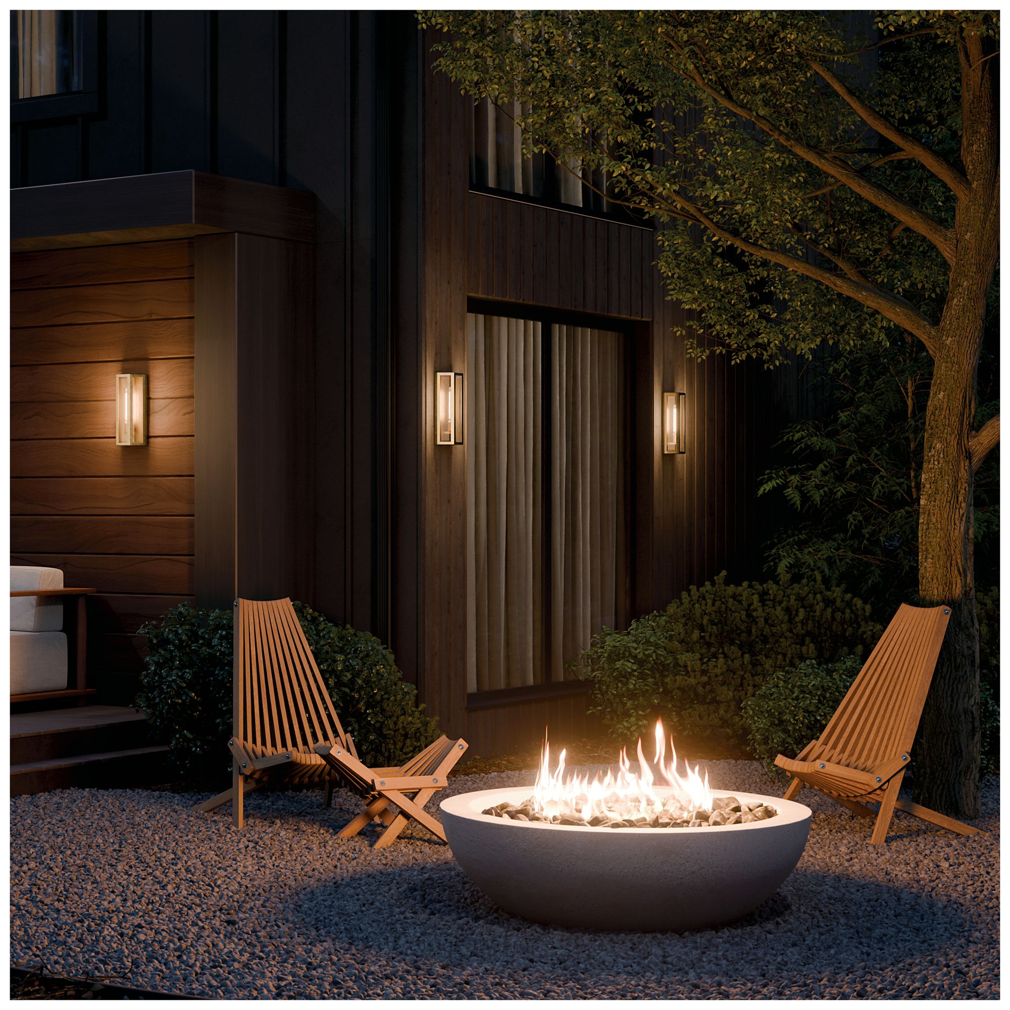 Kichler Berens 16" 1-Light Outdoor Wall Light Clear Glass Natural Brass