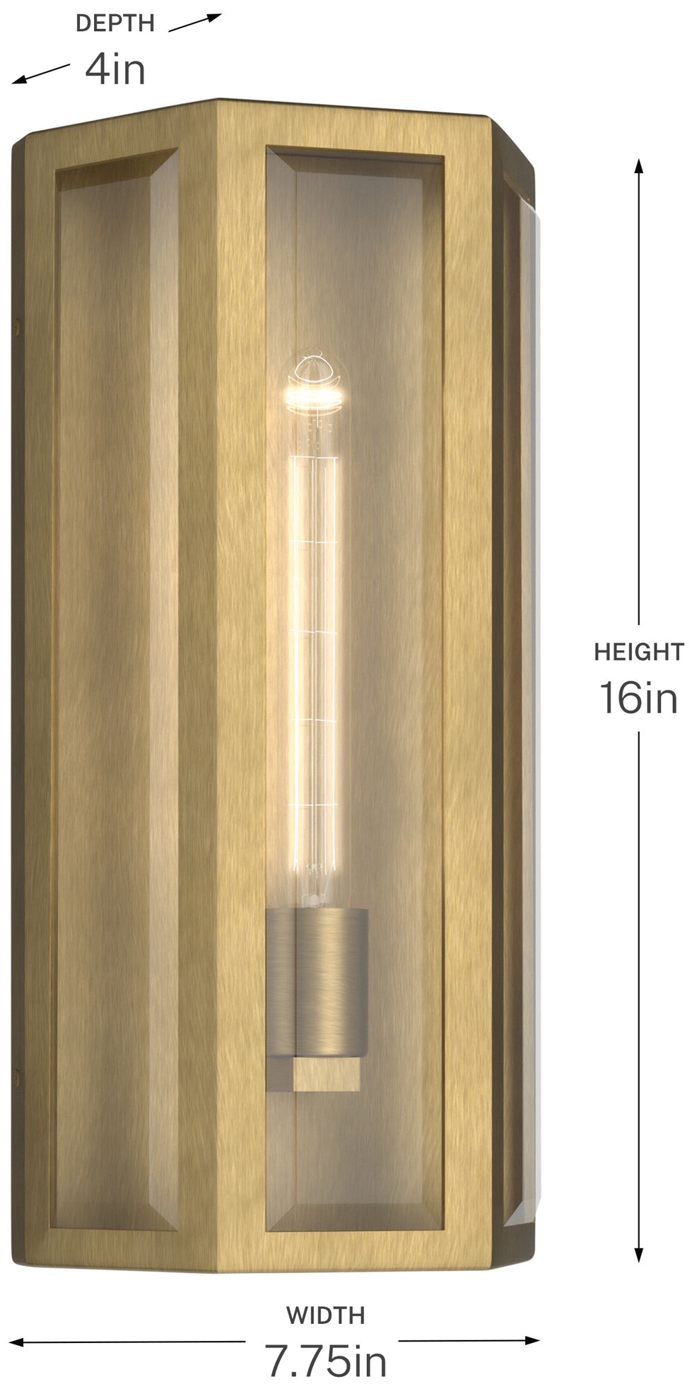 Kichler Berens 16" 1-Light Outdoor Wall Light Clear Glass Natural Brass