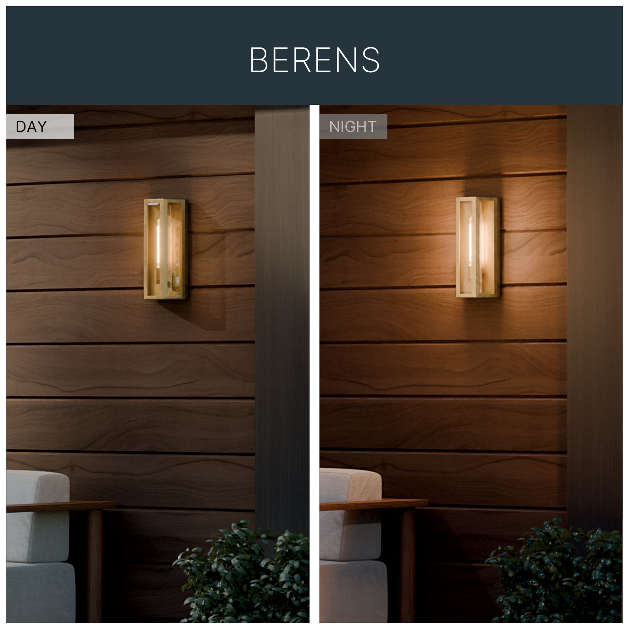 Kichler Berens 16" 1-Light Outdoor Wall Light Clear Glass Natural Brass
