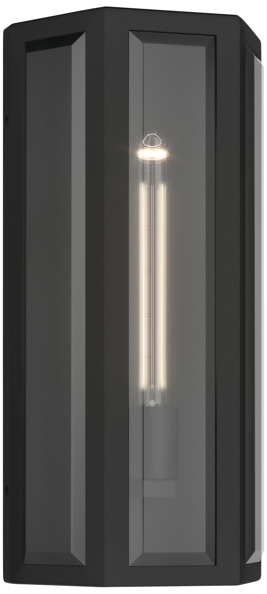 Kichler Berens 16" 1-Light Outdoor Wall Light Clear Glass Textured Black
