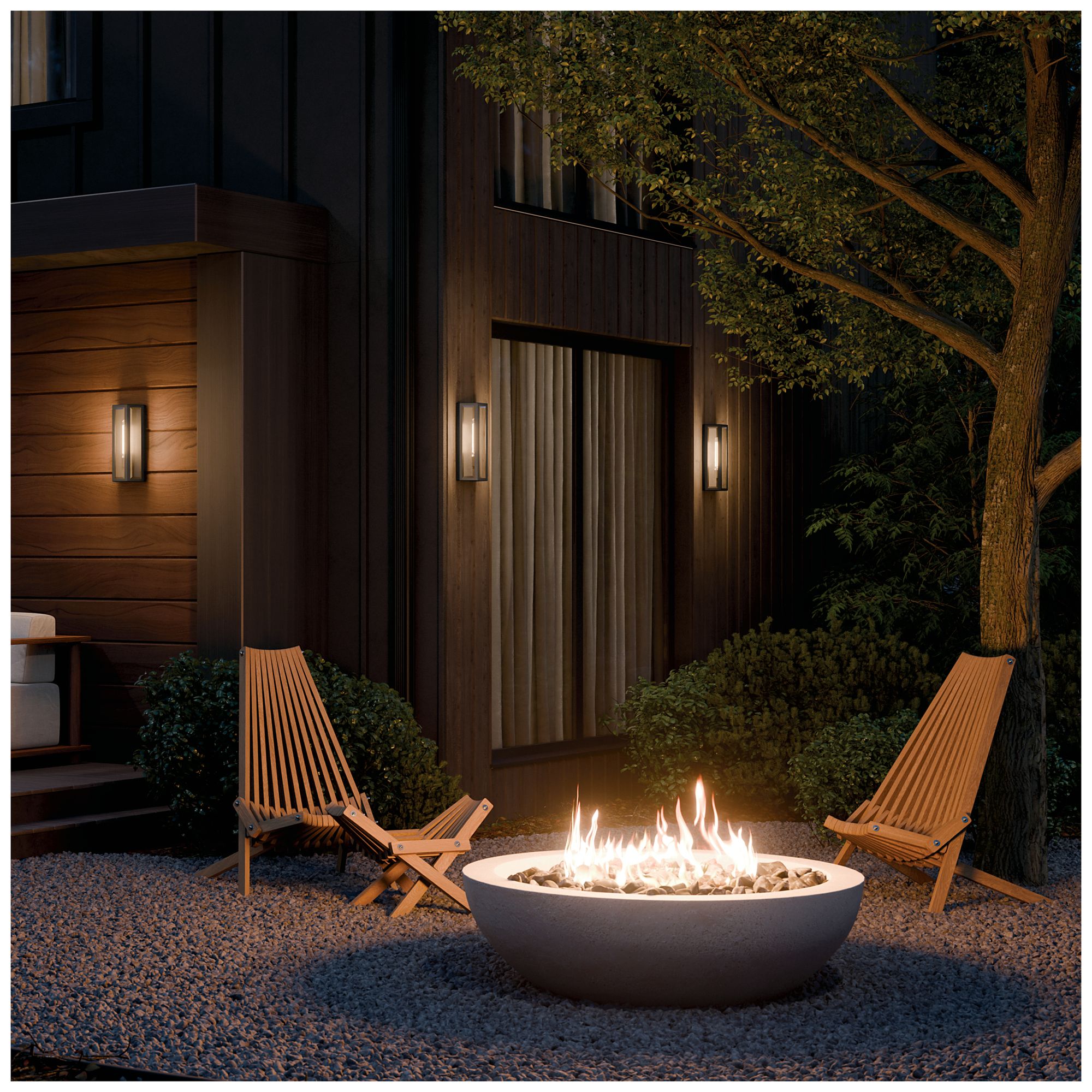 Kichler Berens 16" 1-Light Outdoor Wall Light Clear Glass Textured Black