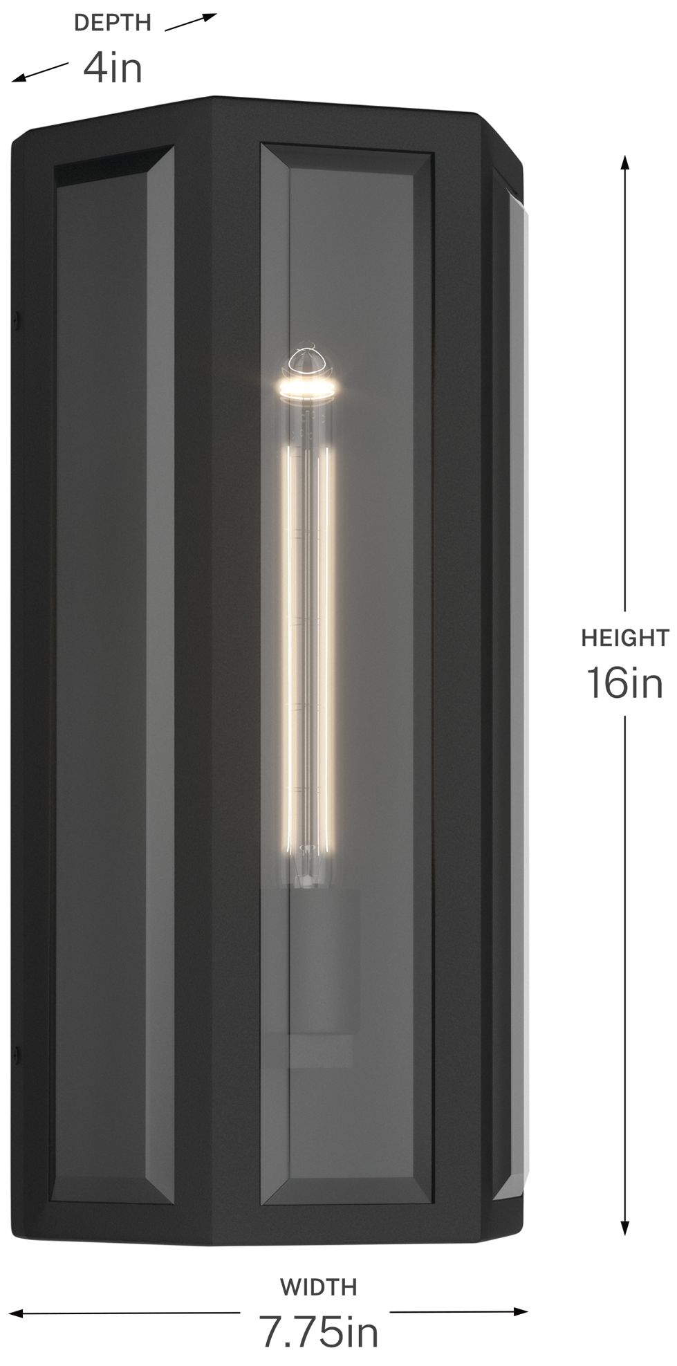 Kichler Berens 16" 1-Light Outdoor Wall Light Clear Glass Textured Black