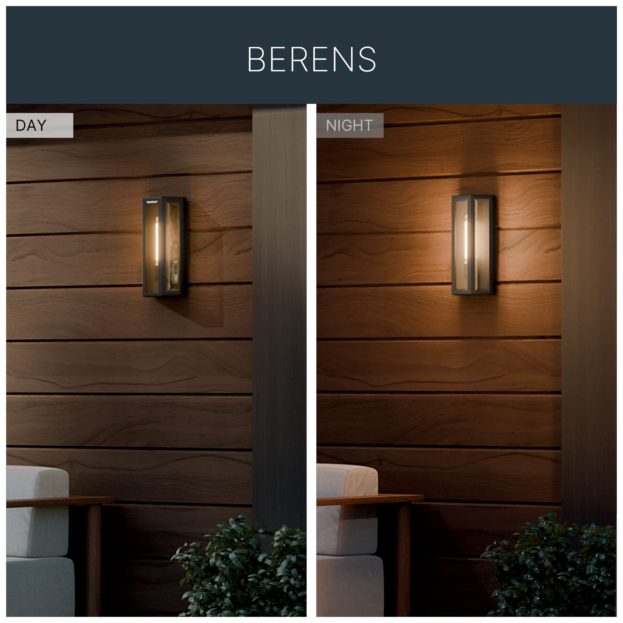 Kichler Berens 16" 1-Light Outdoor Wall Light Clear Glass Textured Black