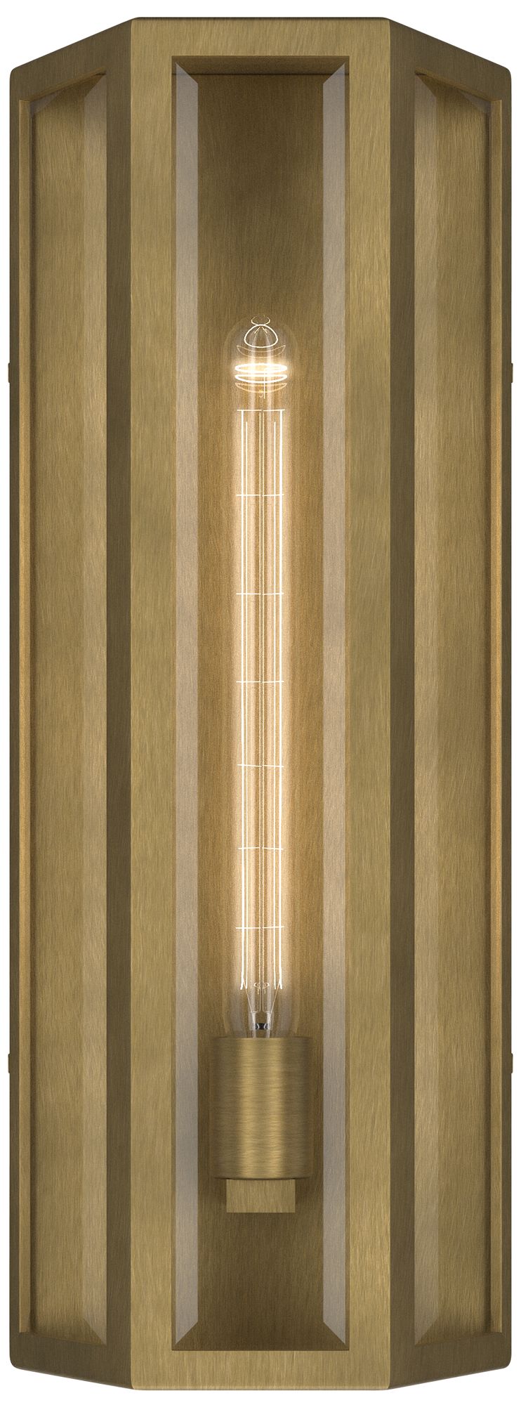 Kichler Berens 20" 1-Light Outdoor Wall Light Clear Glass Natural Brass