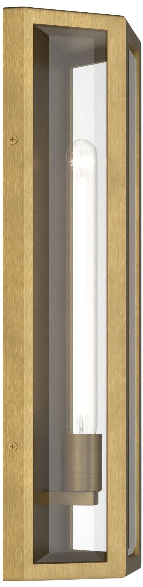 Kichler Berens 20" 1-Light Outdoor Wall Light Clear Glass Natural Brass