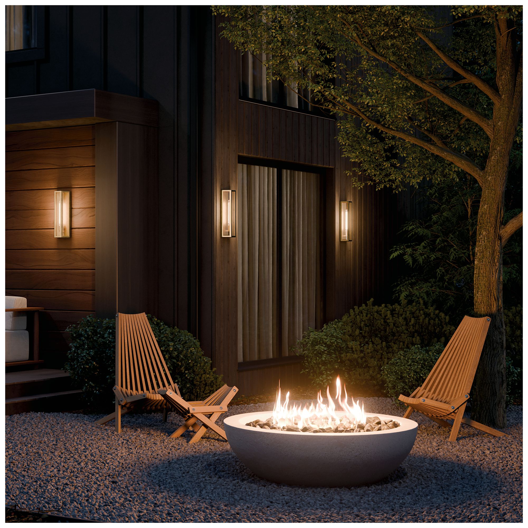 Kichler Berens 20" 1-Light Outdoor Wall Light Clear Glass Natural Brass