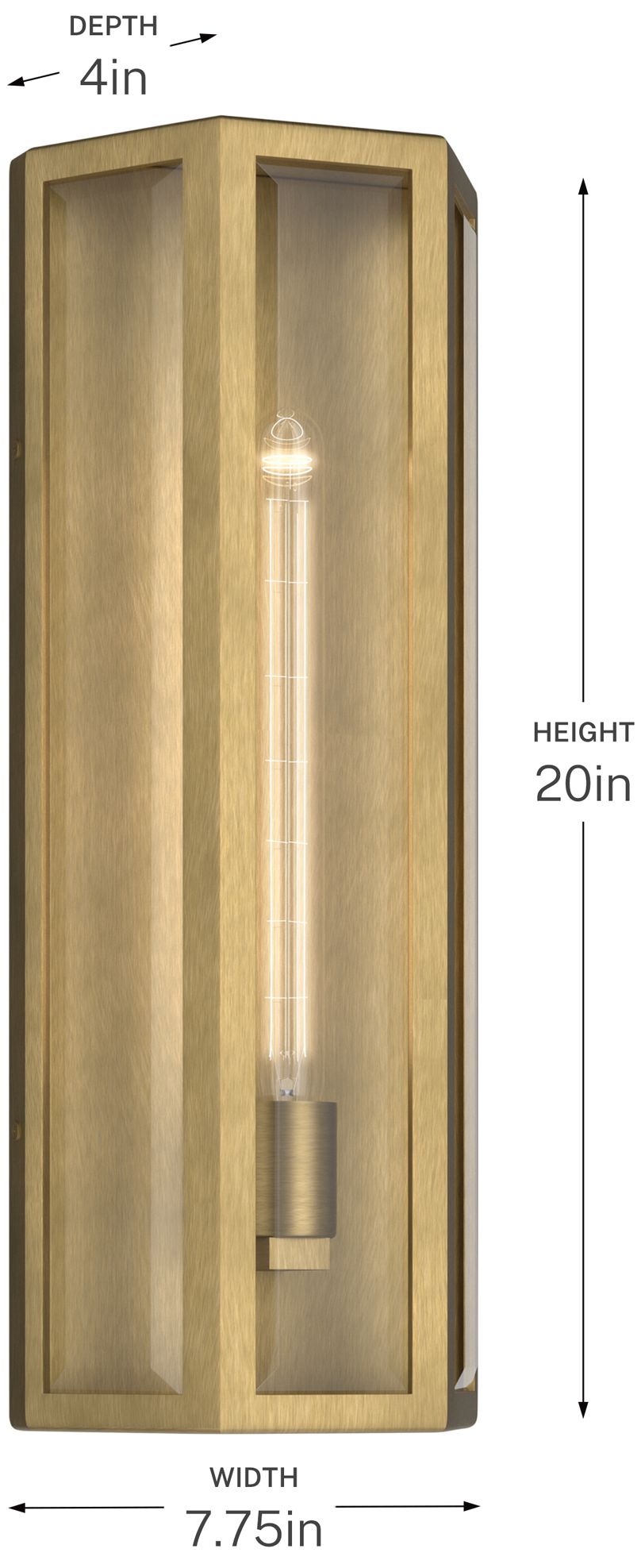 Kichler Berens 20" 1-Light Outdoor Wall Light Clear Glass Natural Brass