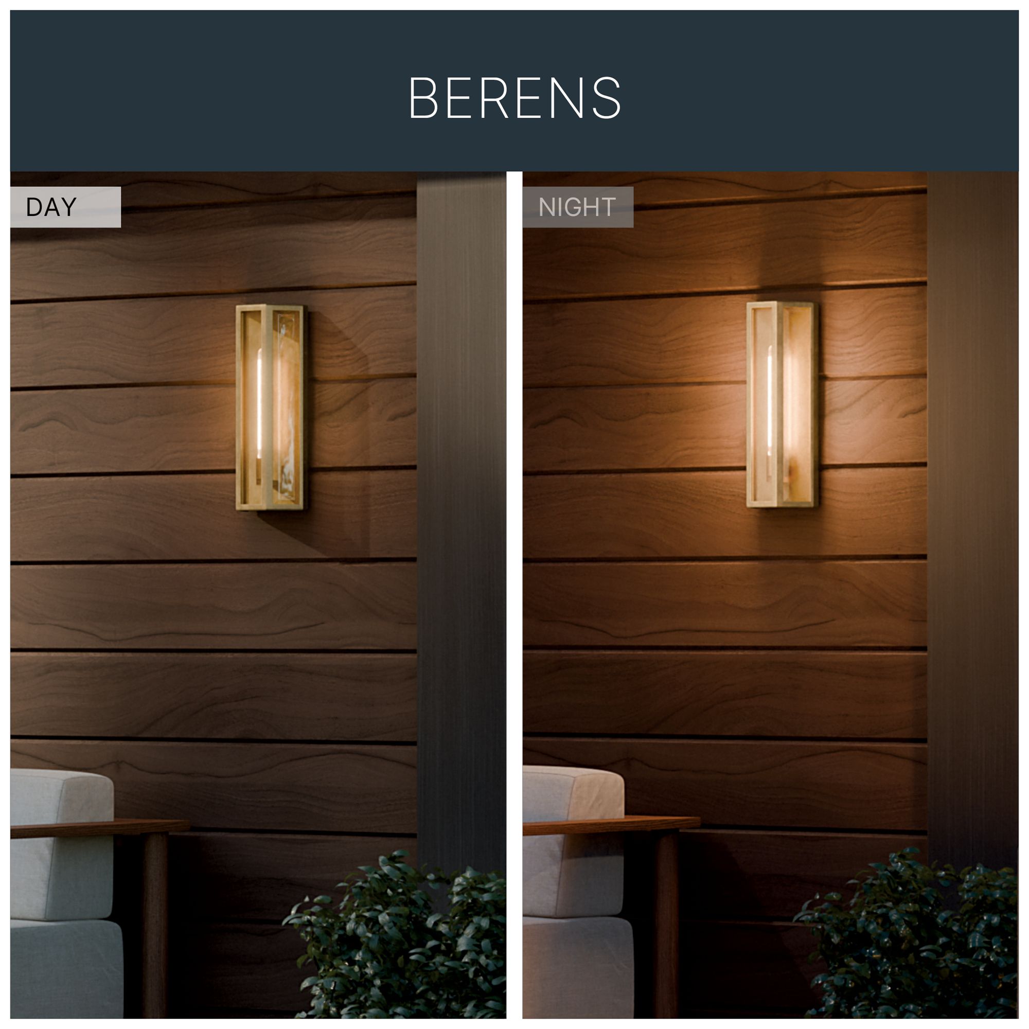 Kichler Berens 20" 1-Light Outdoor Wall Light Clear Glass Natural Brass