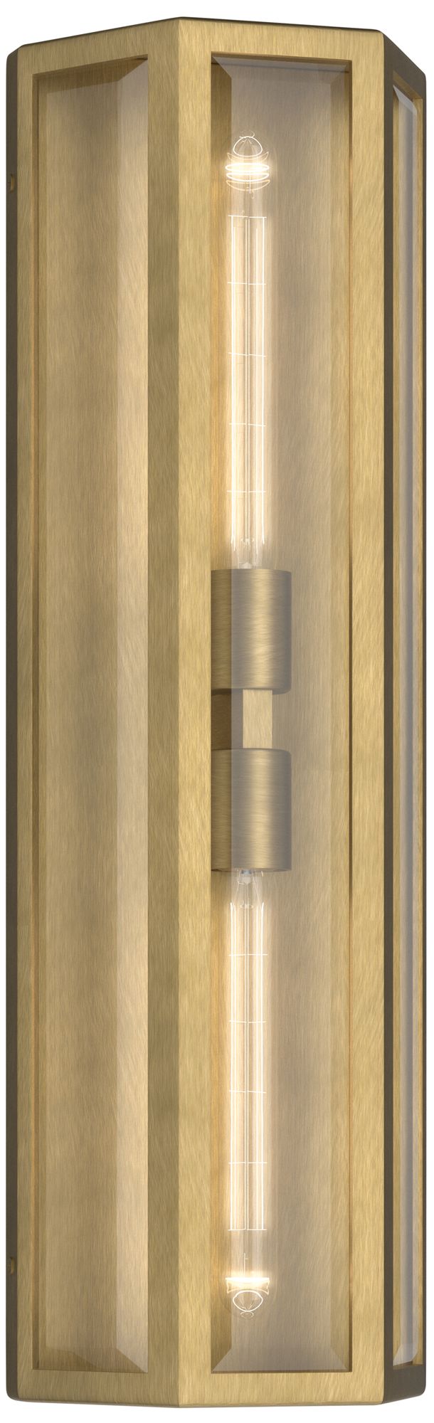 Kichler Berens 24" 2-Light Outdoor Wall Light Clear Glass Natural Brass