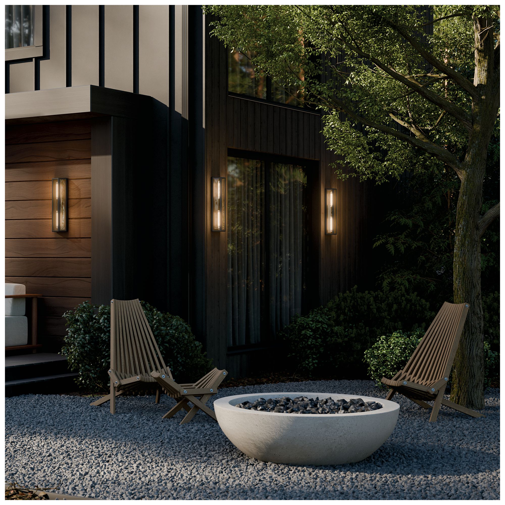 Image 7 Kichler Berens 24" 2-Light Outdoor Wall Light Clear Glass Textured Black more views
