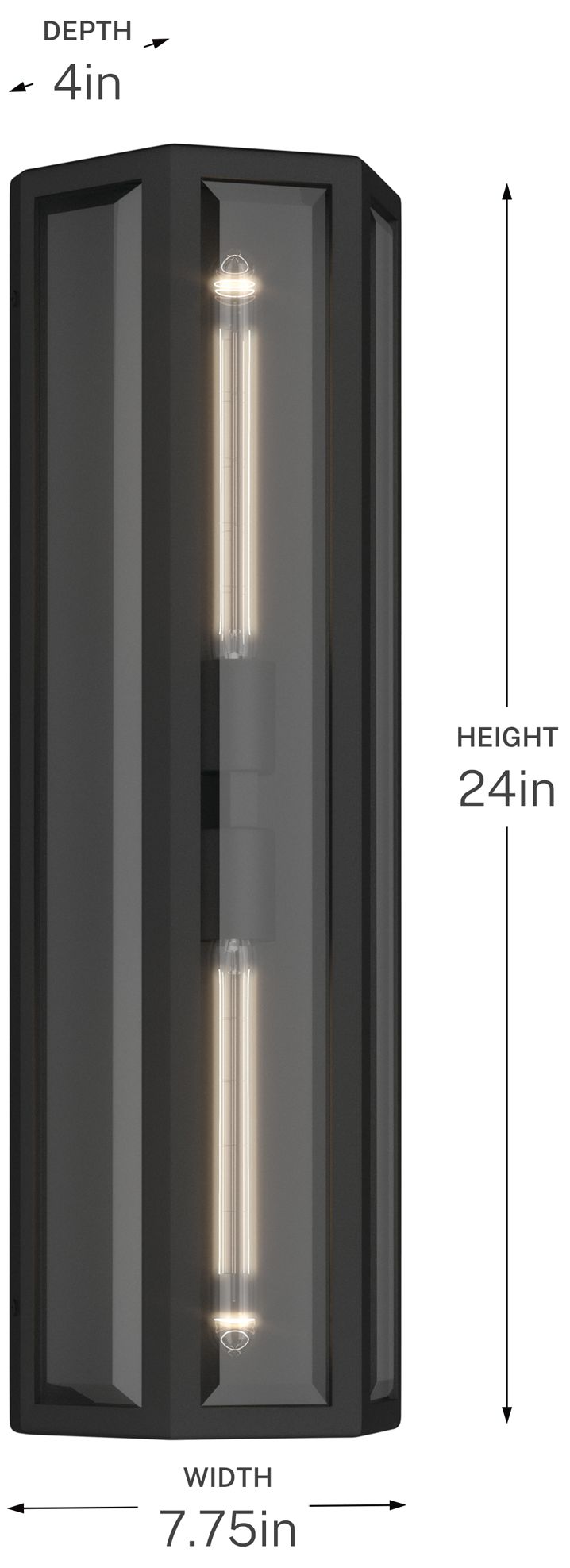 Kichler Berens 24" 2-Light Outdoor Wall Light Clear Glass Textured Black