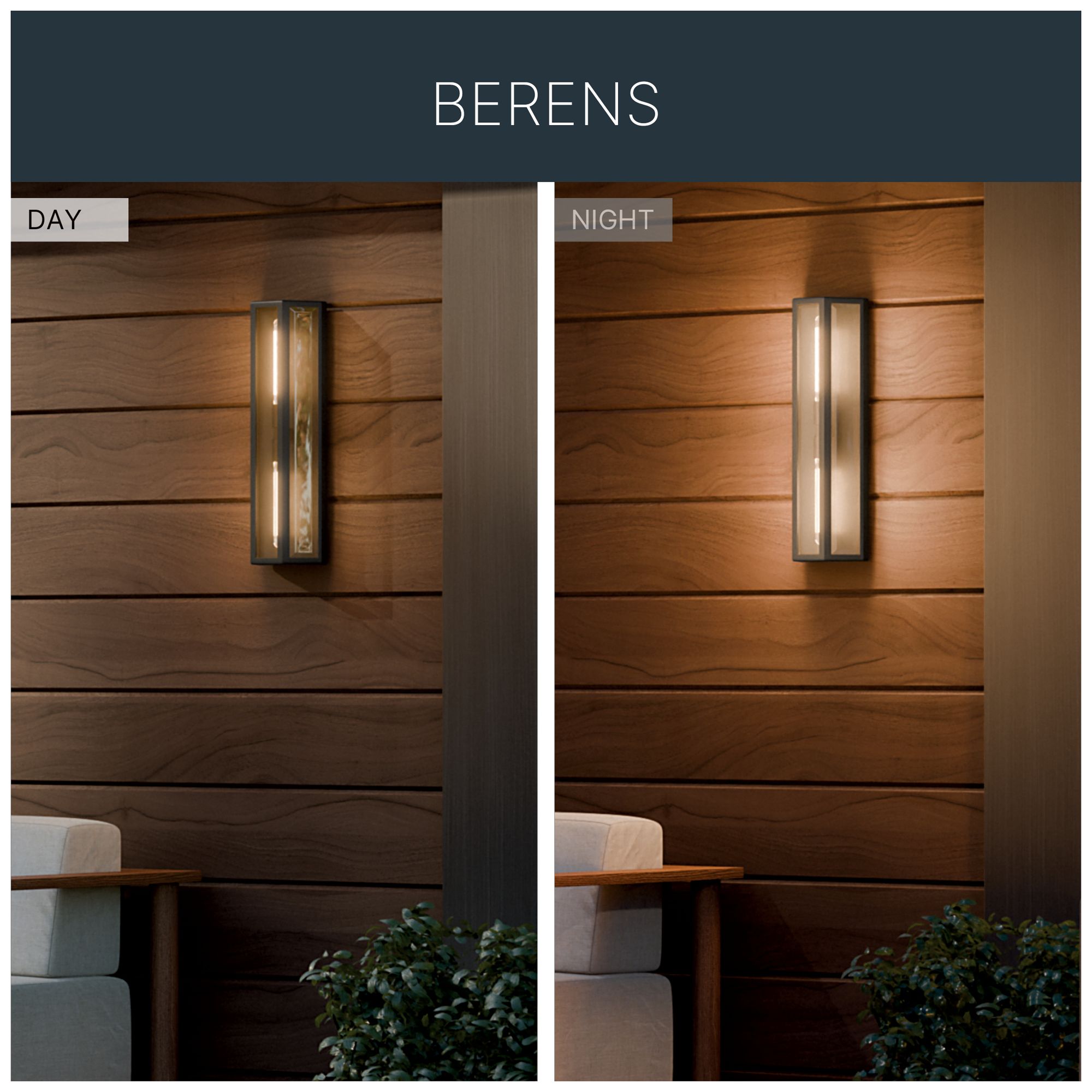 Kichler Berens 24" 2-Light Outdoor Wall Light Clear Glass Textured Black