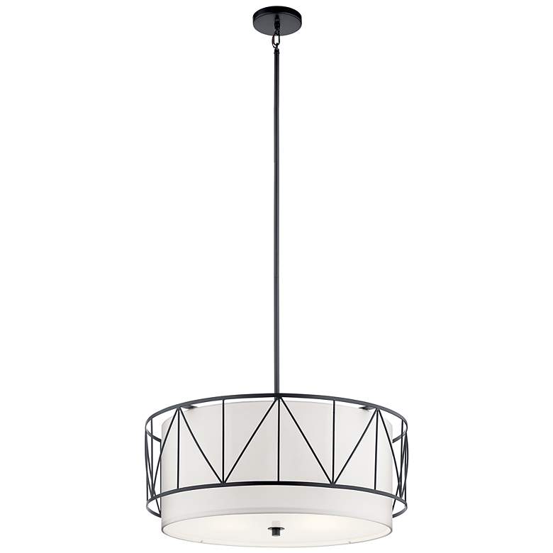 Image 2 Kichler Birkleigh Incandesent 24-Inch Black 4-Light Drum Pendant