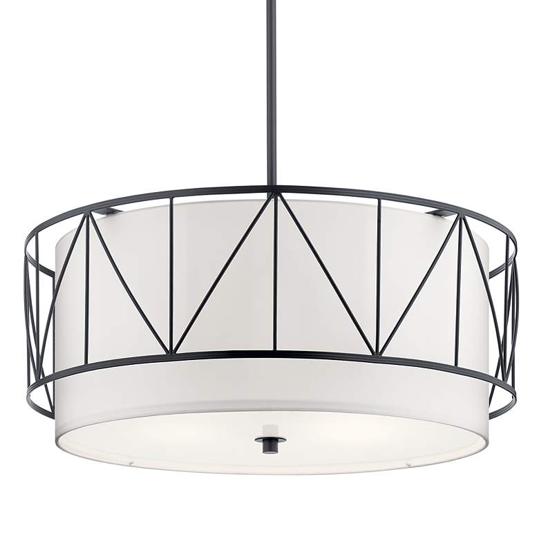 Image 3 Kichler Birkleigh Incandesent 24-Inch Black 4-Light Drum Pendant more views