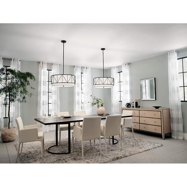 Image 5 Kichler Birkleigh Incandesent 24-Inch Black 4-Light Drum Pendant more views