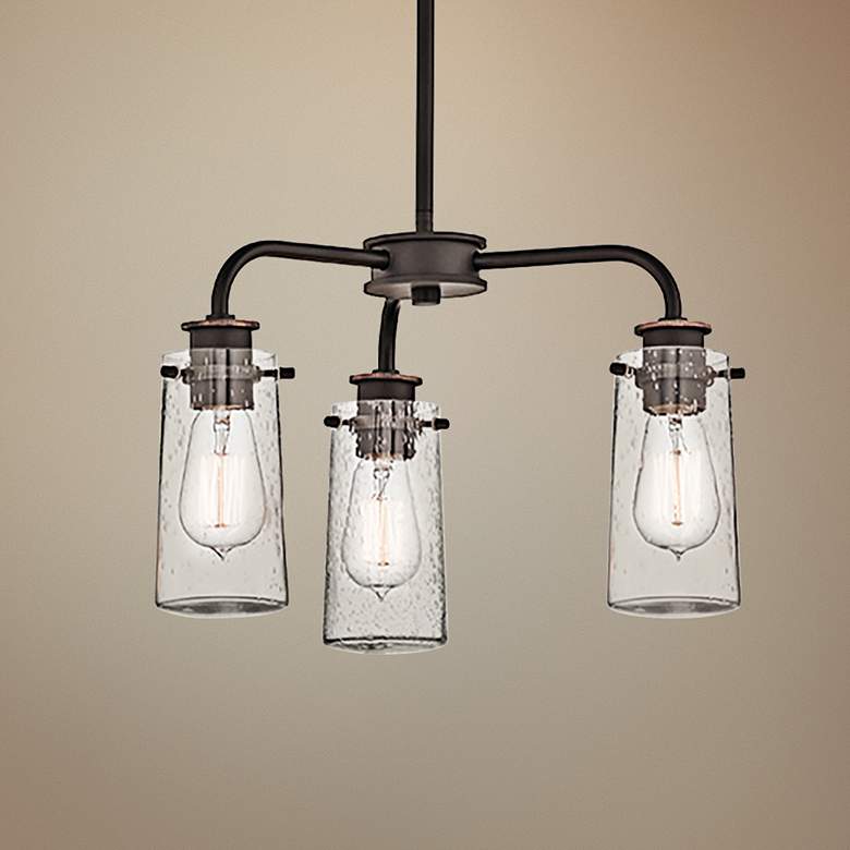 Image 1 Kichler Braelyn 17 3/4" Industrial 3-Light Oiled Bronze Chandelier