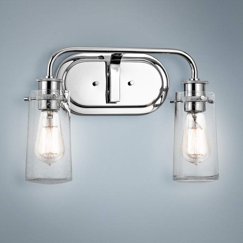Image 1 Kichler Braelyn 2-Light 15" Wide Seedy Glass Bath Light