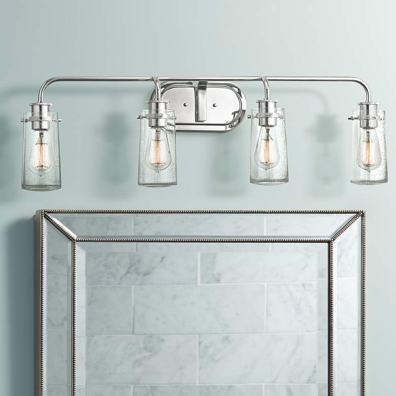 Image 1 Kichler Braelyn 4-Light 34 1/4"W Seedy Glass Bath Light
