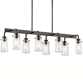 Image3 of Kichler Braelyn 42" Wide Olde Bronze 8-Light Linear Chandelier more views