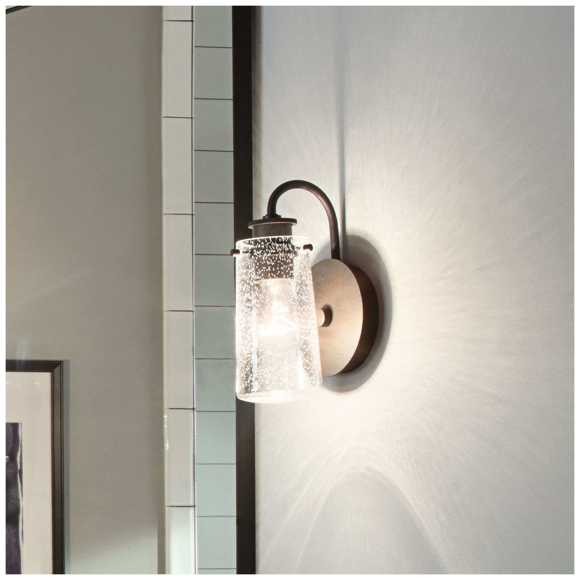 Image 5 Kichler Braelyn 9 1/2" High Seeded Glass and Olde Bronze Wall Sconce more views