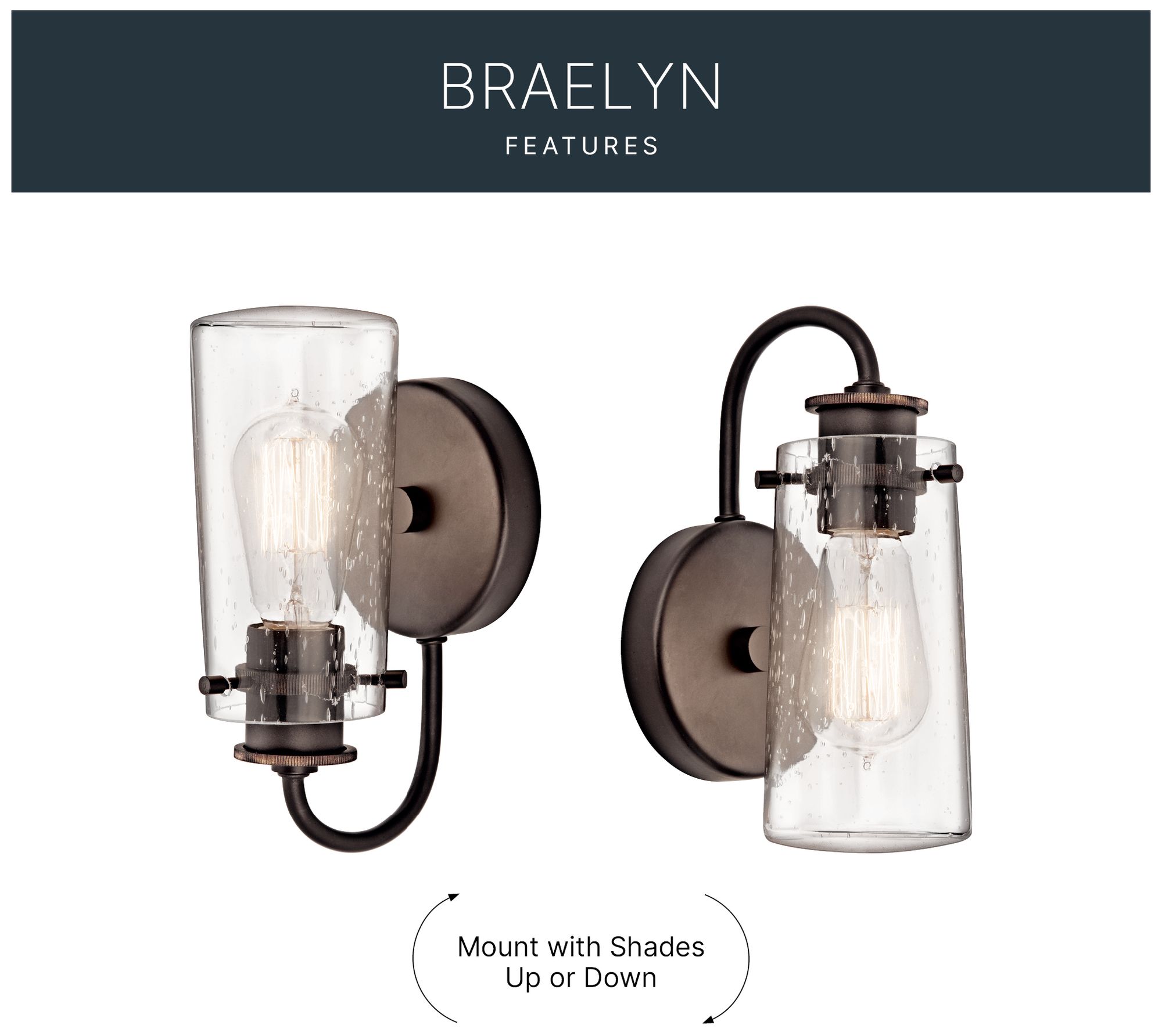 Kichler Braelyn 9 1/2" High Seeded Glass and Olde Bronze Wall Sconce in scene